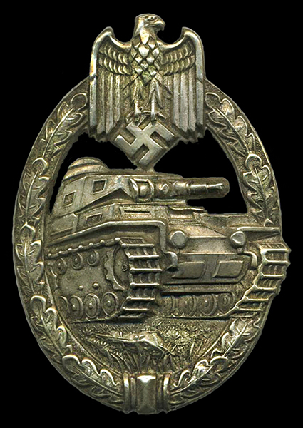 Tank Battle Badge in silver by CE Juncker